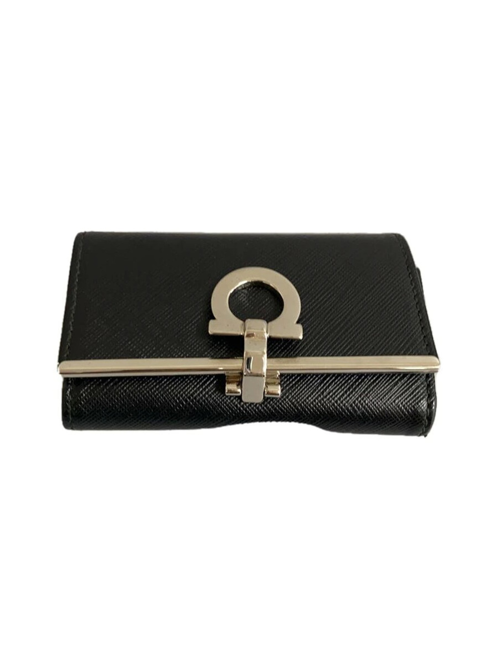 Salvatore Ferragamo Key Case Wallet Faux Leather Black